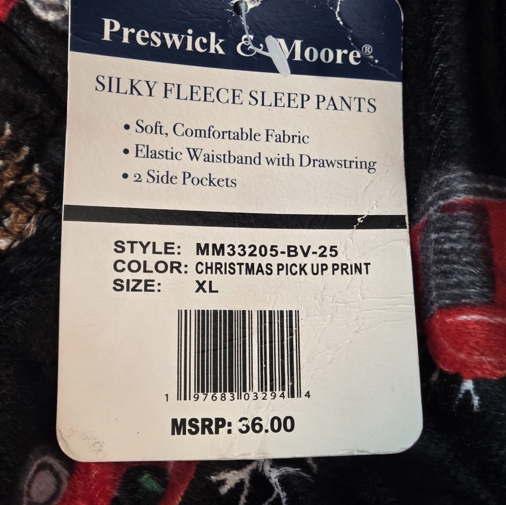 Preswick & Moore Holidays Black Pants with Red and Green Christmas Pickup Sz XL - Picture 8 of 8